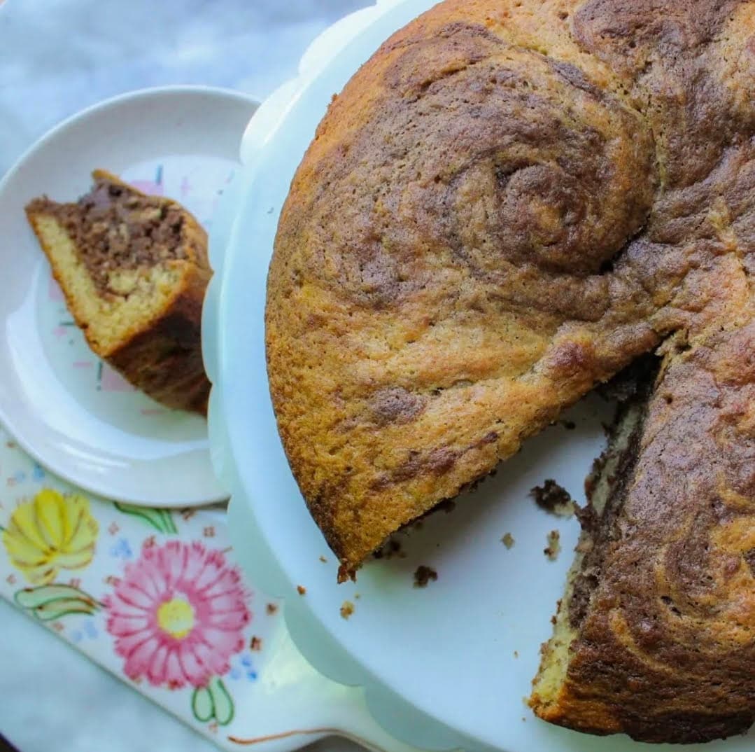 Tahini Chocolate Banana Snack Cake