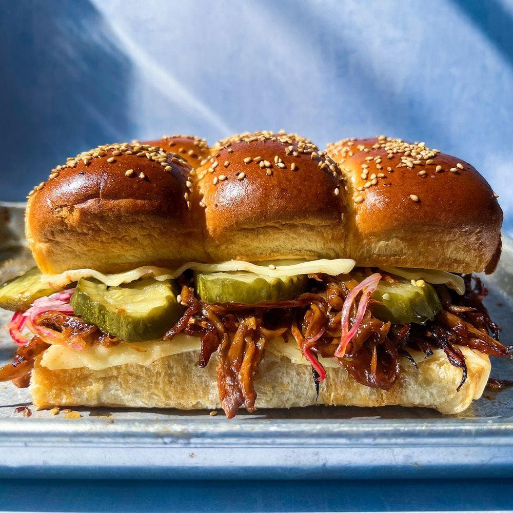 BBQ Pulled Mushroom Sliders