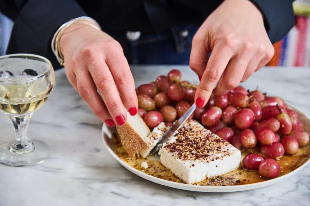 Roasted Grapes with Feta