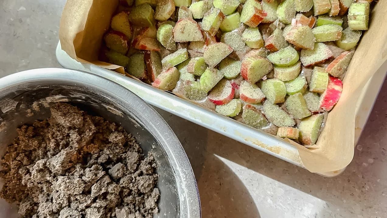 Rhubarb & Buckwheat Crumb Cake