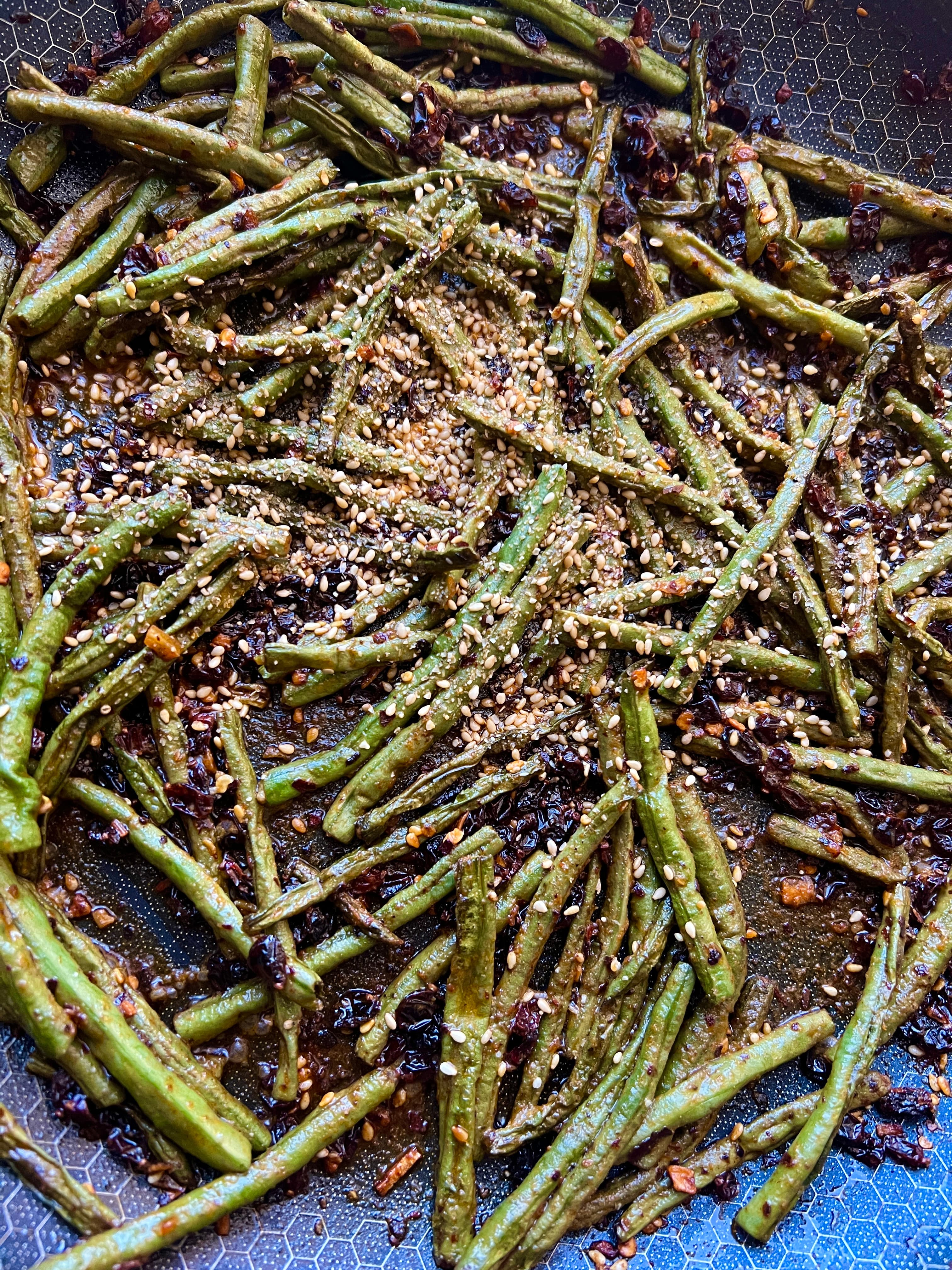 Chili Crisp and Tahini Blistered Long Beans