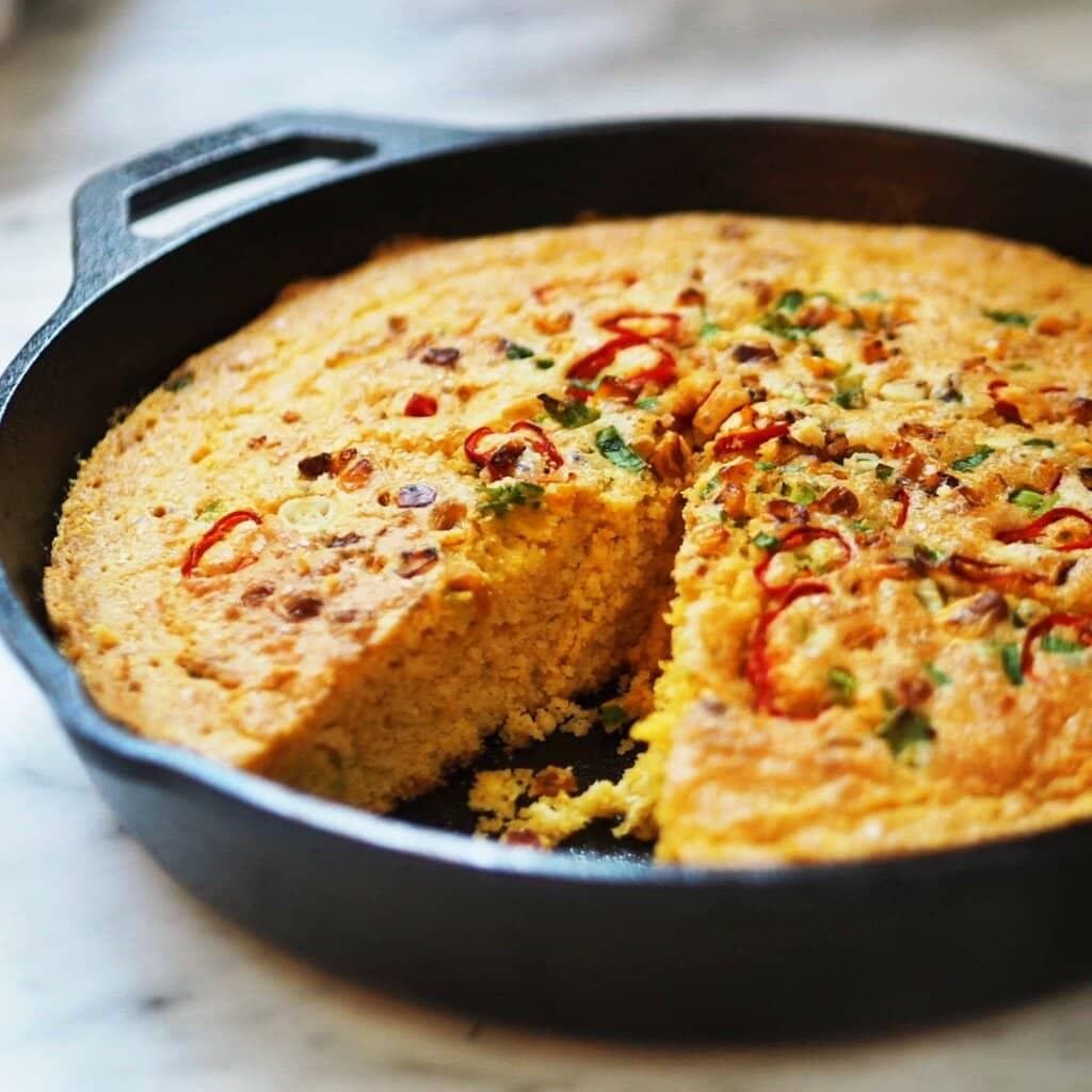 Cornbread Chili & Spring Onions