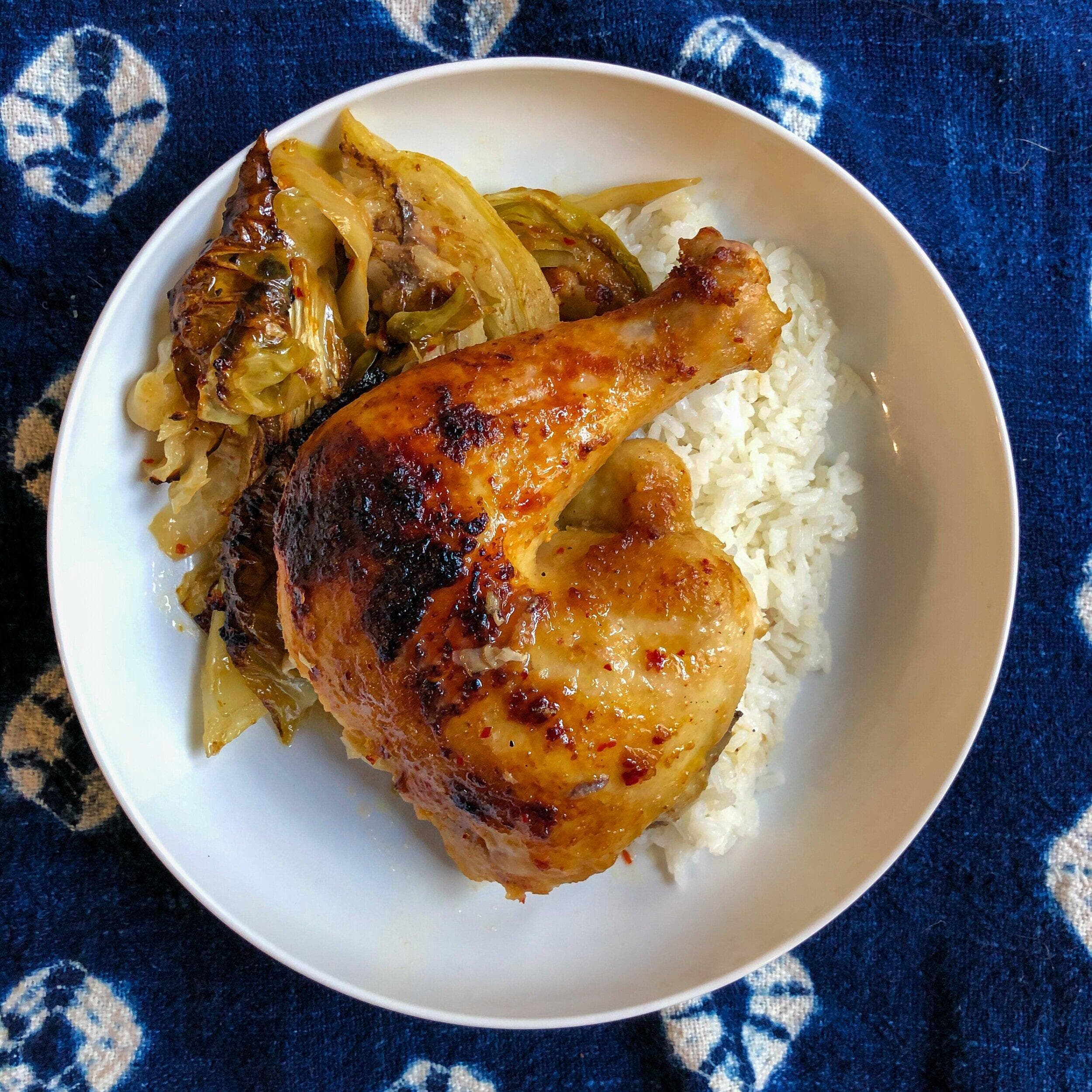 Roasted Miso Butter Chicken with Cabbage