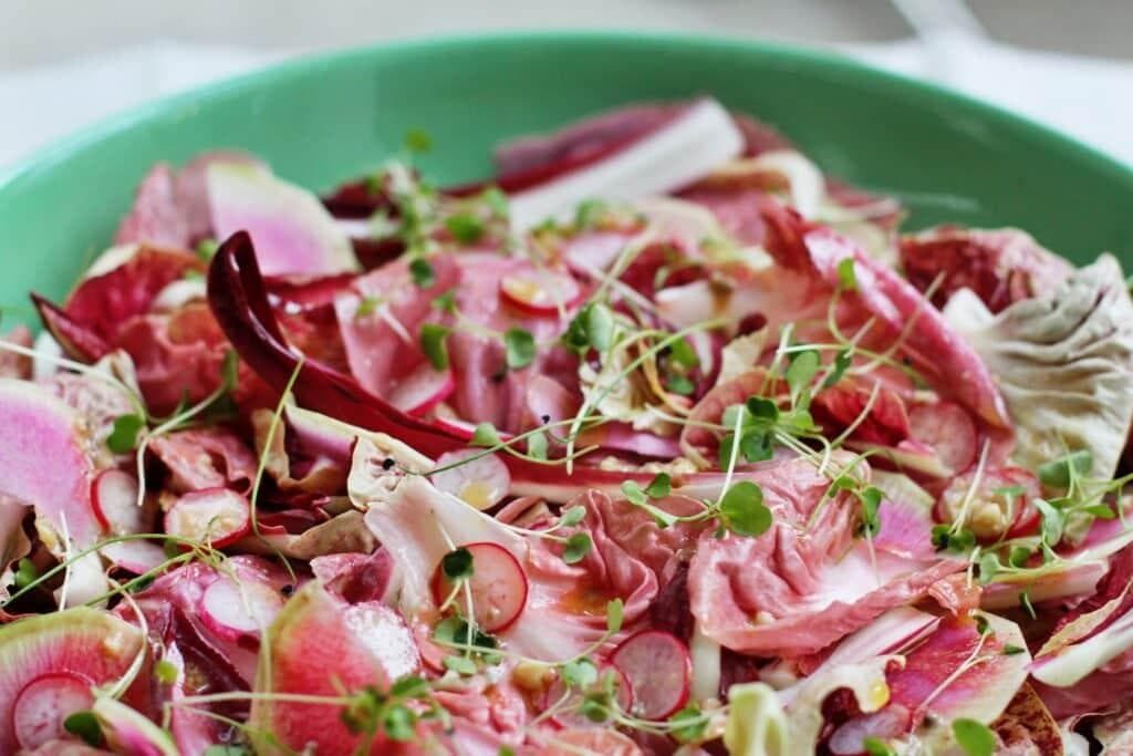 Winter Leaves Salad with Umami Anchovy Vinaigrette